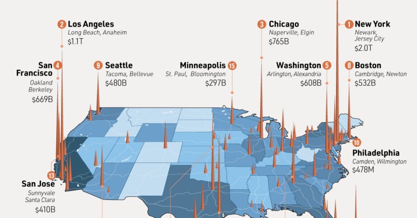 Mapped: The Largest 15 U.S. Cities By GDP