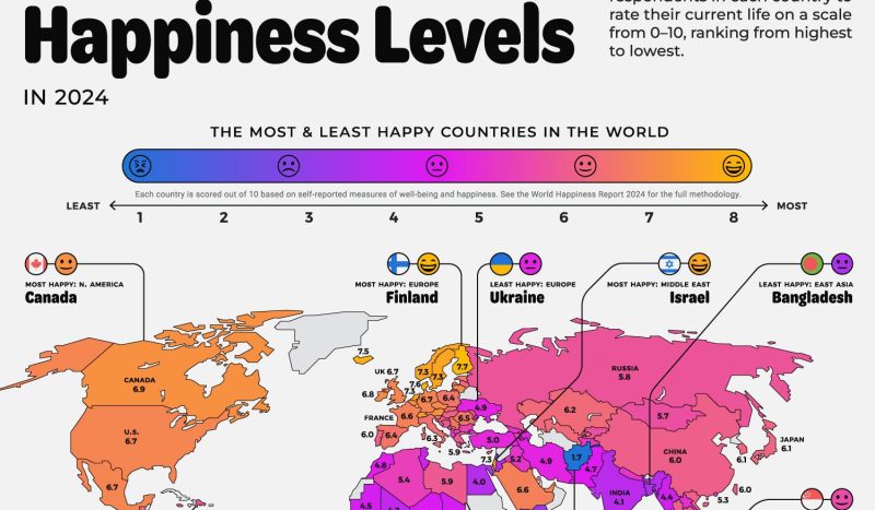 A Map Of Global Happiness By Country In 2024